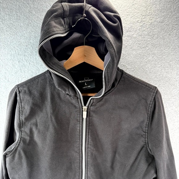 Scottevest Chloe Glow Hoodie Womens Large Black Travel TEC Pockets Full Zip - Picture 2 of 11